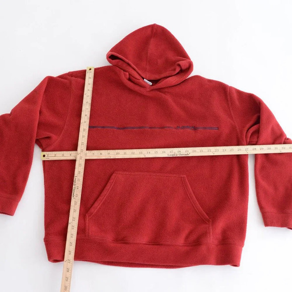 Vintage 90S Old Navy Red Fleece Hooded Pullover Sweatshirt Size 2XL - Picture 3 of 10